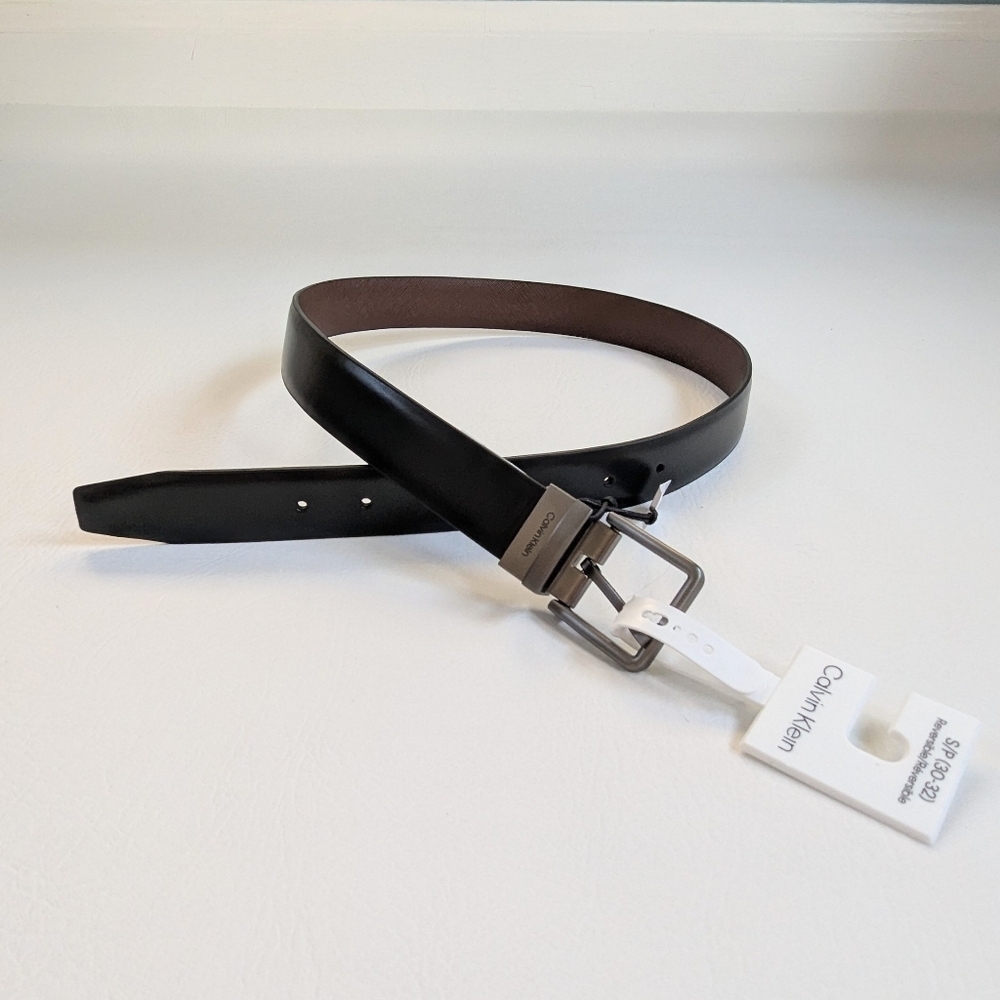 BNWT Calvin Klein Men's Reversible Belt Black Brown Size Small